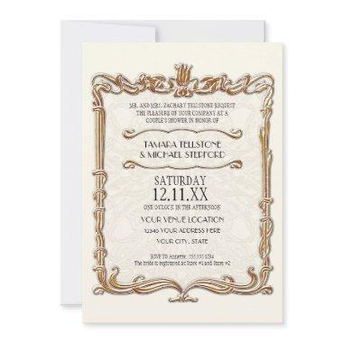 Gatsby Art Deco Nouveau Lace Faux Gold Tulip