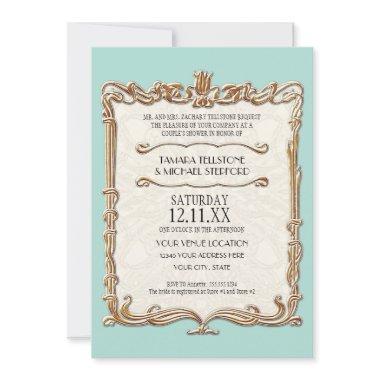 Gatsby Art Deco Nouveau Lace Faux Gold Tulip