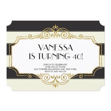 Gatsby Gold Black Glitter Birthday