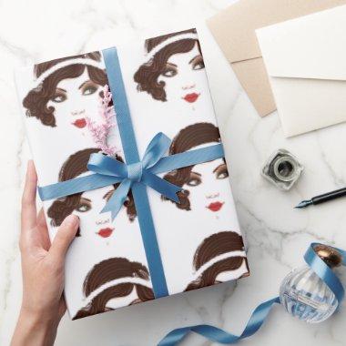 Gatsby Gold Flapper Birthday  Party Wrapping Paper