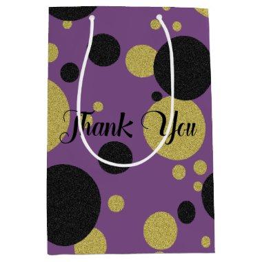 Gatsby Gold & Purple Sparkle Polka-Dot Party Medium Gift Bag
