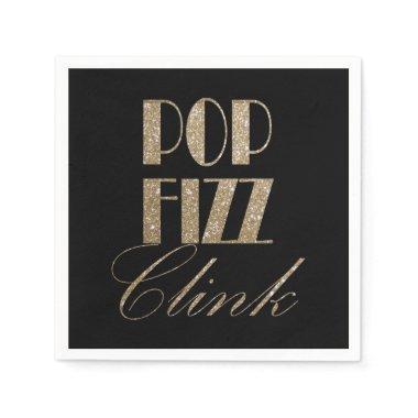 Gatsby party Gold and Black Pop Fizz Clink Napkins