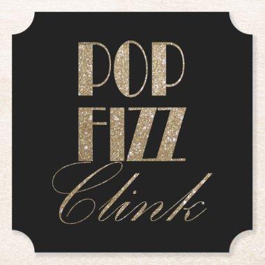 Gatsby party Gold and Black Pop Fizz Clink Paper Coaster