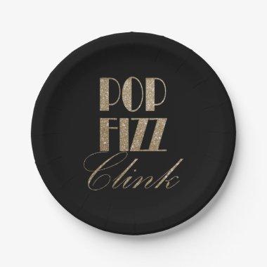 Gatsby party Gold and Black Pop Fizz Clink Paper Plates