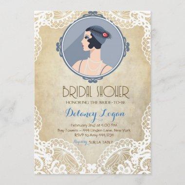 Gatsby Vintage Bridal Shower Invitations