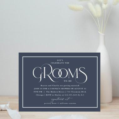 Gay Grooms Wedding Shower Blue Invitations