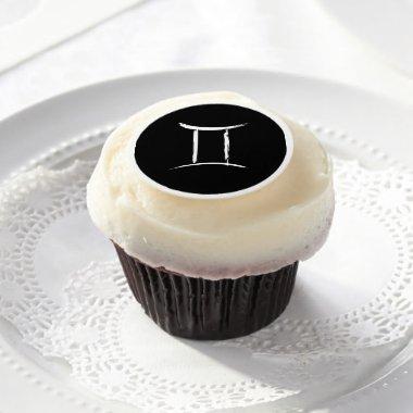 GEMINI Twins Duality Zodiac Astrology Black Party Edible Frosting Rounds