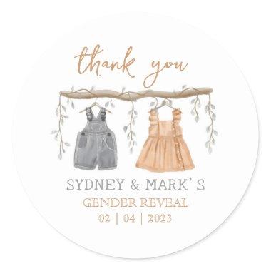 Gender reveal Party, He or She, Thank you Classic Round Sticker