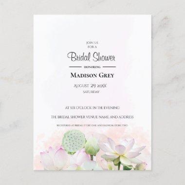 Gentle Water Lilies and Lotuses Bridal Shower Invitation PostInvitations