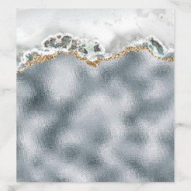 Geode faux silver gold white agate stylish party envelope liner