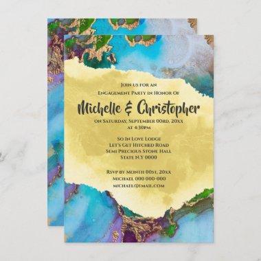 Geode peacock abstract agate colors modern chic Invitations