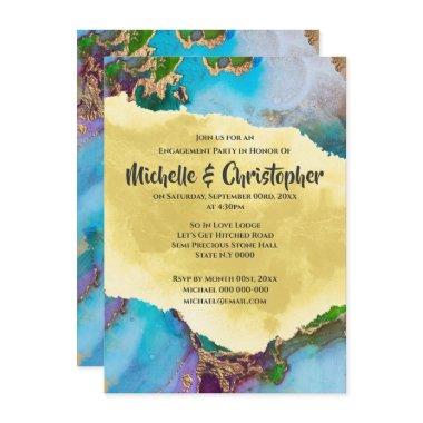 Geode peacock abstract agate colors modern chic Invitations