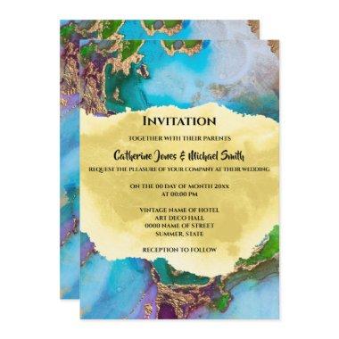 Geode peacock colors abstract agate modern chic Invitations