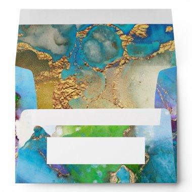 Geode peacock colors agate gemstone abstract chic envelope