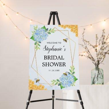 Geometric Blue Hydrangea Honey Bee Bridal Shower Foam Board