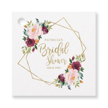Geometric Burgundy Blush Floral  Favor Tags