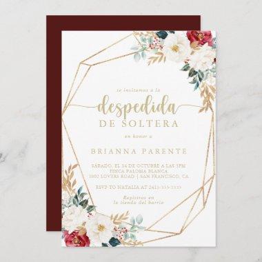 Geometric Classic Gold Spanish Bridal Shower Invitations