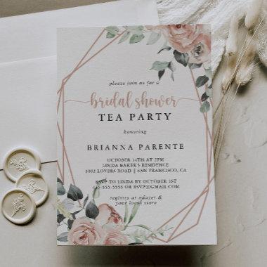 Geometric Classic Rose Bridal Shower Tea Party  Invitations