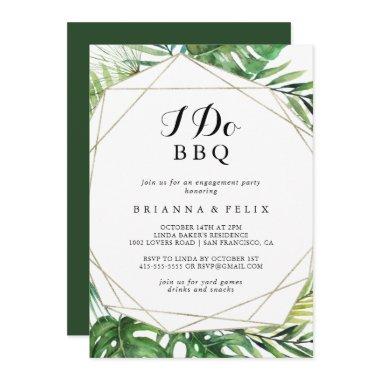 Geometric Destination I Do BBQ Engagement Party Invitations