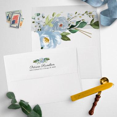 Geometric Dusty Blue Floral  Envelope