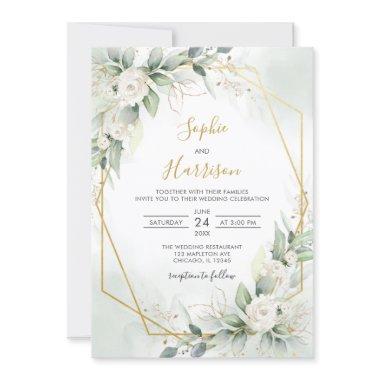 Geometric Elegant Sage and Gold Greenery Wedding
