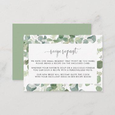 Geometric Eucalyptus Wedding Recipe Request Enclosure Invitations