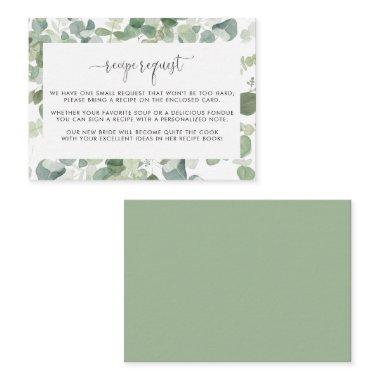 Geometric Eucalyptus Wedding Recipe Request Enclosure Invitations