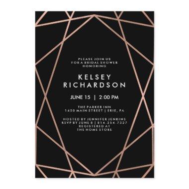 Geometric Faux Rose Gold on Black