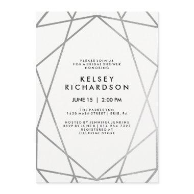 Geometric Faux Silver on White