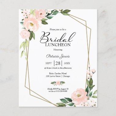 Geometric Floral Budget Bridal Luncheon Invitations