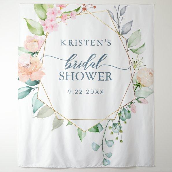 Geometric Floral Pastel Watercolor Bridal Shower Tapestry