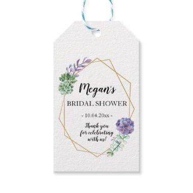 Geometric gold and succulents Favor Gift Tag