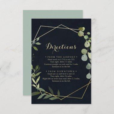 Geometric Gold Blue Green Wedding Directions Enclosure Invitations