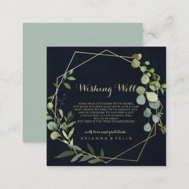 Geometric Gold Blue Green Wedding Wishing Well Enclosure Invitations