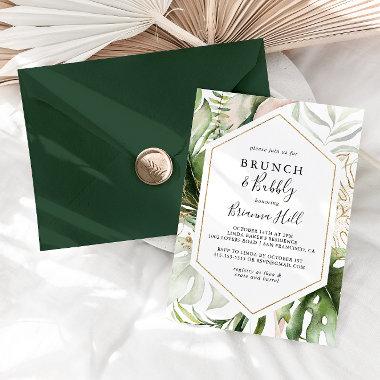 Geometric Gold Brunch and Bubbly Bridal Shower Invitations