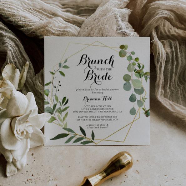 Geometric Gold Brunch with the Bride Shower Invitations