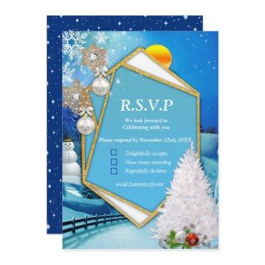 Geometric Gold Frame RSVP Card