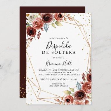 Geometric Gold Glitter Spanish Bridal Shower Invitations