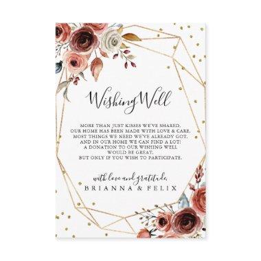 Geometric Gold Glitter Spring Wedding Wishing Well Enclosure Invitations