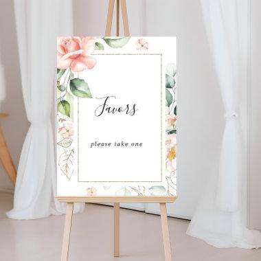 Geometric Gold Green Foliage Floral Favors Sign