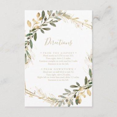 Geometric Gold Greenery Fall Wedding Directions Enclosure Invitations