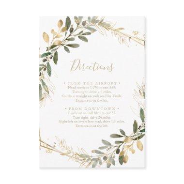 Geometric Gold Greenery Fall Wedding Directions Enclosure Invitations