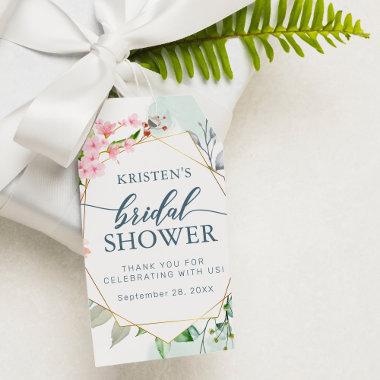 Geometric Gold Pastel Floral Bridal Shower Gift Tags
