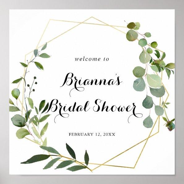 Geometric Gold Tropical Bridal Shower Welcome Poster