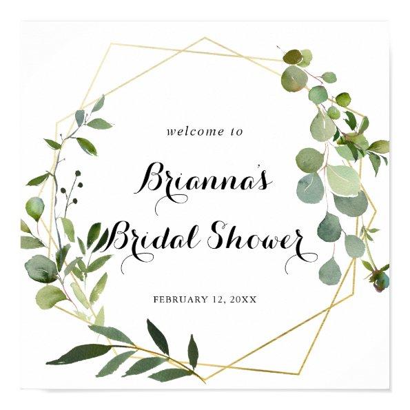 Geometric Gold Tropical Bridal Shower Welcome Poster