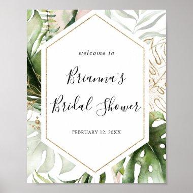 Geometric Gold Tropical Bridal Shower Welcome Poster