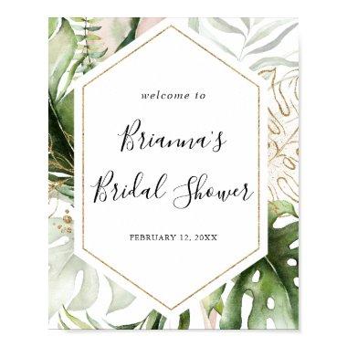 Geometric Gold Tropical Bridal Shower Welcome Poster