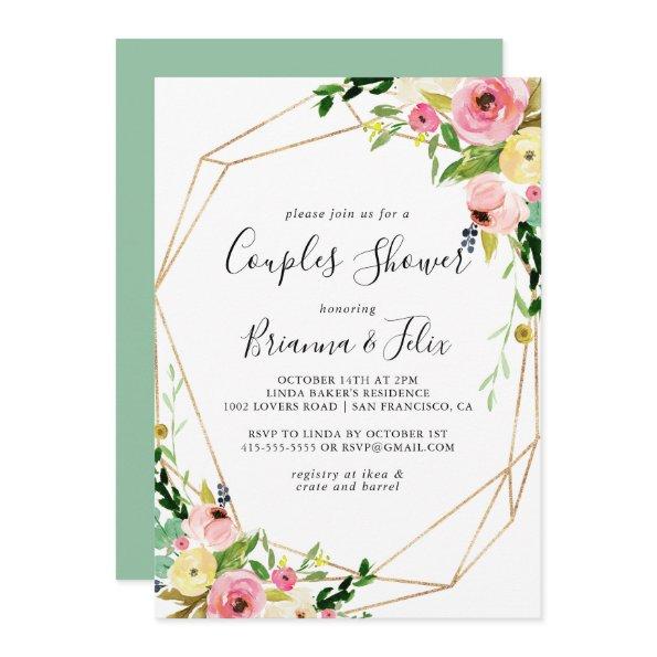 Geometric Gold Tropical Fall Floral Couples Shower