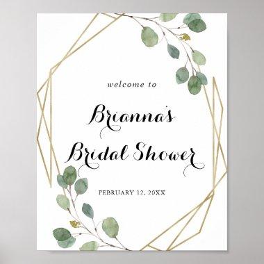 Geometric Greenery Bridal Shower Welcome Poster