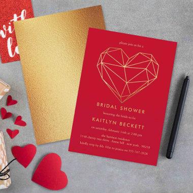 Geometric Heart Valentine's Day Bridal Shower Invitations